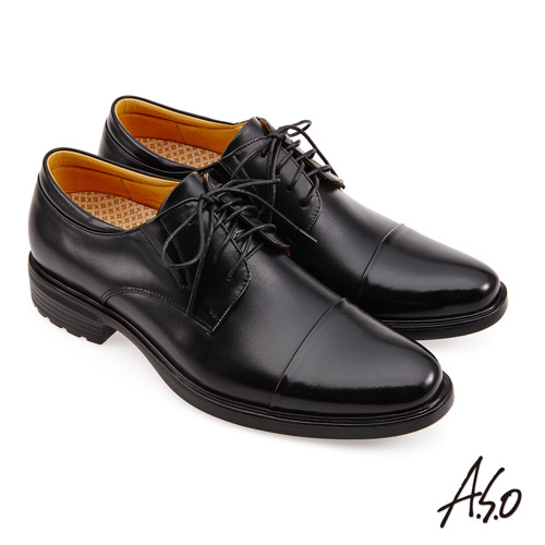 A.S.O 頂級氣墊鞋減壓系列綁帶德比鞋-黑